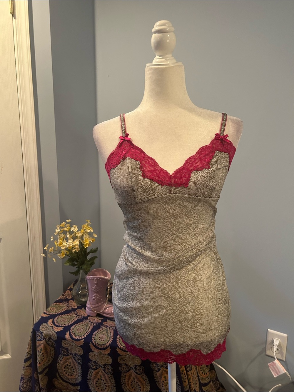 vintage y2k Victoria’s Secret mesh and lace slip